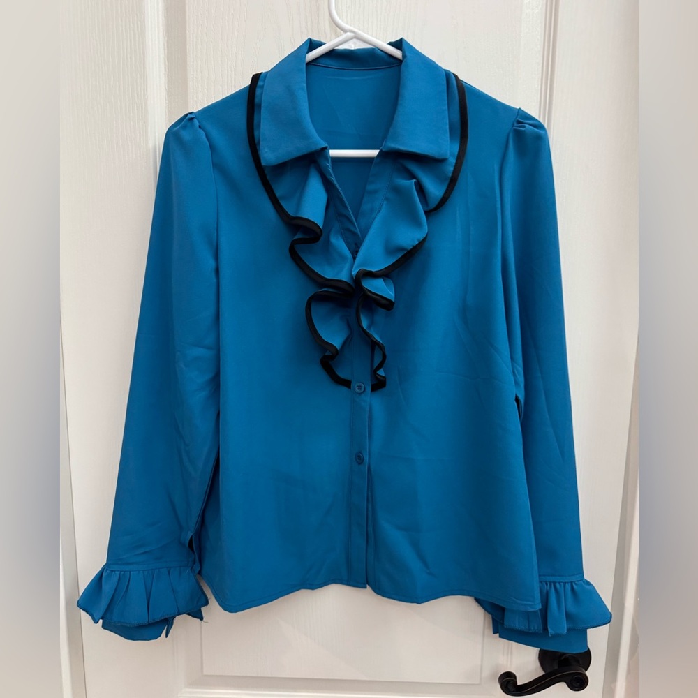 Ruffle Button Down Blouse Small